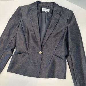 Calvin Klein Dark Grey One Button Dress Blazer Jacket 12